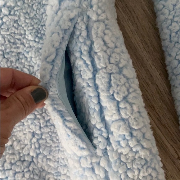 Fuzzy, fleece, baby blue jacket. S - Picture 2 of 6
